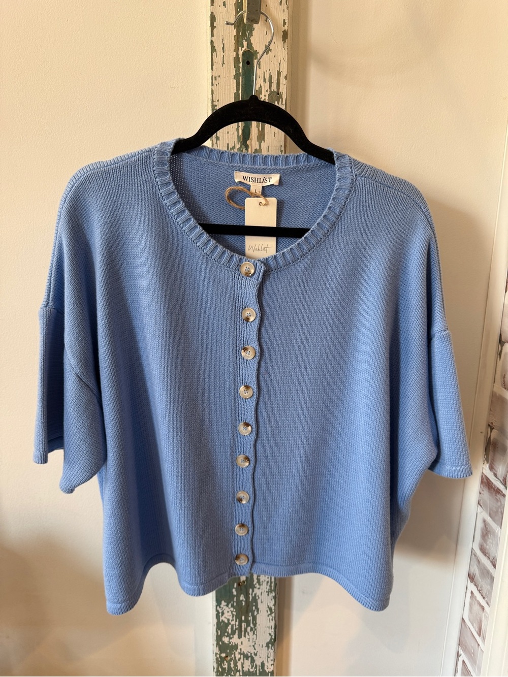 Wishlist Light Blue Button-Front Knit Top
